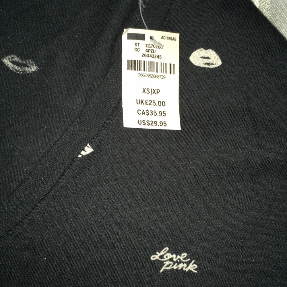 Victoria’s Secret-NWT-Logo-CropTop-Long Sleeves-V-neck-Size Extra Small - Picture 8 of 11